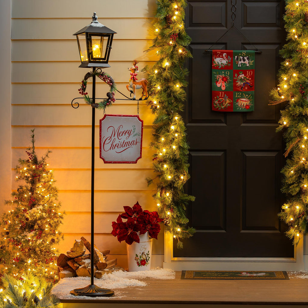71" LED Metal Lamp Post – Cheerful Traditions Lighted Christmas Yard Decoration