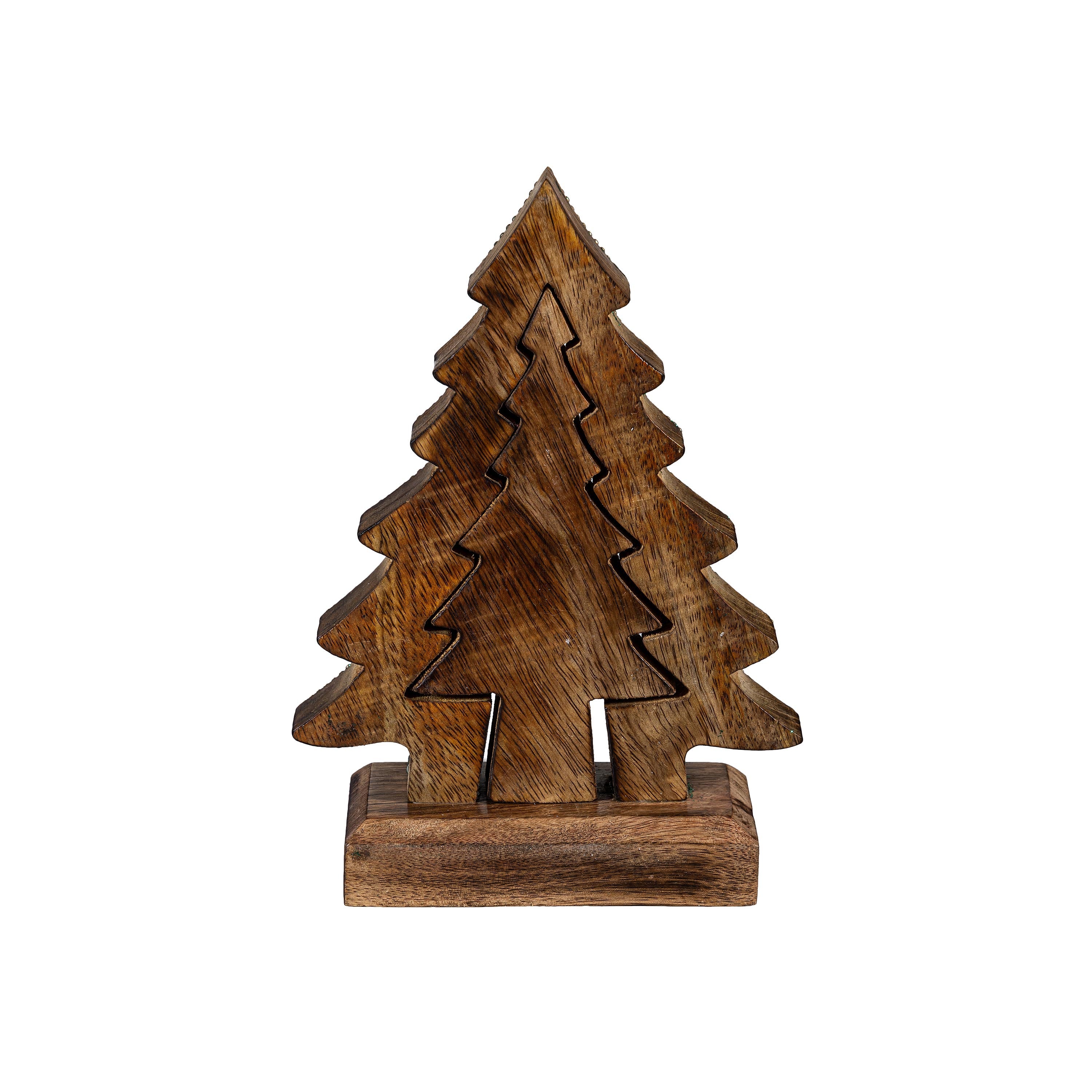 8" Wooden Bead Christmas Tree Decoration – Green Tabletop Holiday Décor for Home & Office