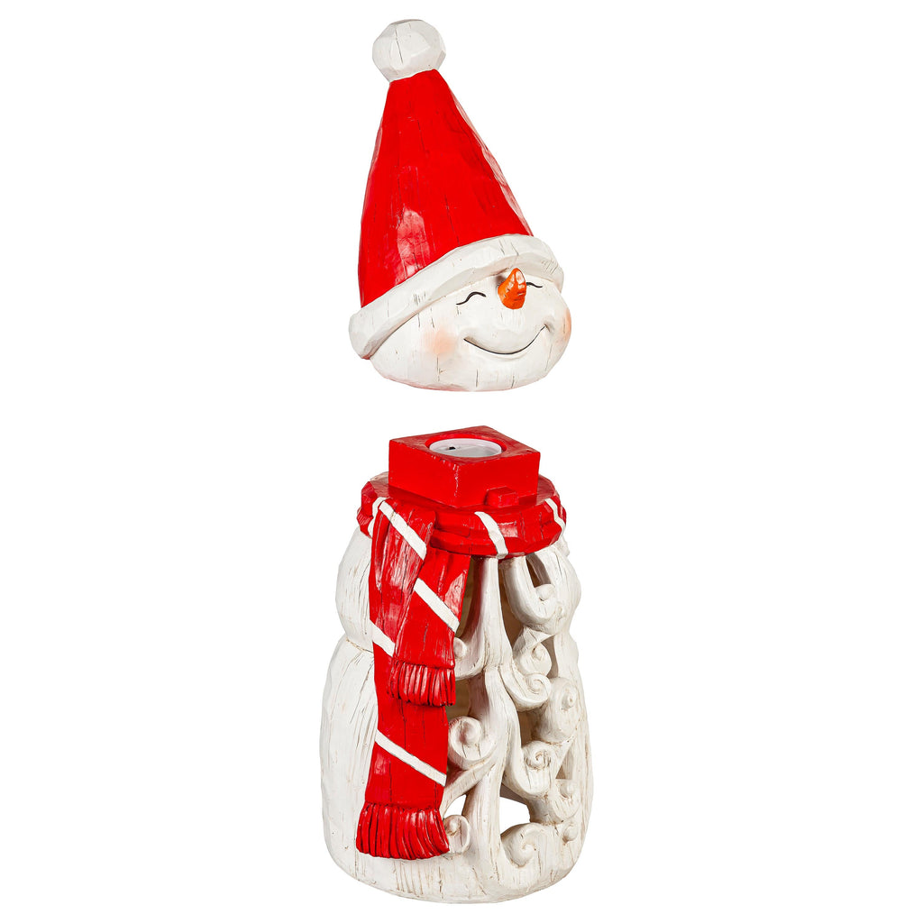 Ornate Lighted Snowman Christmas Statue – Elegant Christmas Decoration for Indoor & Outdoor Holiday Displays