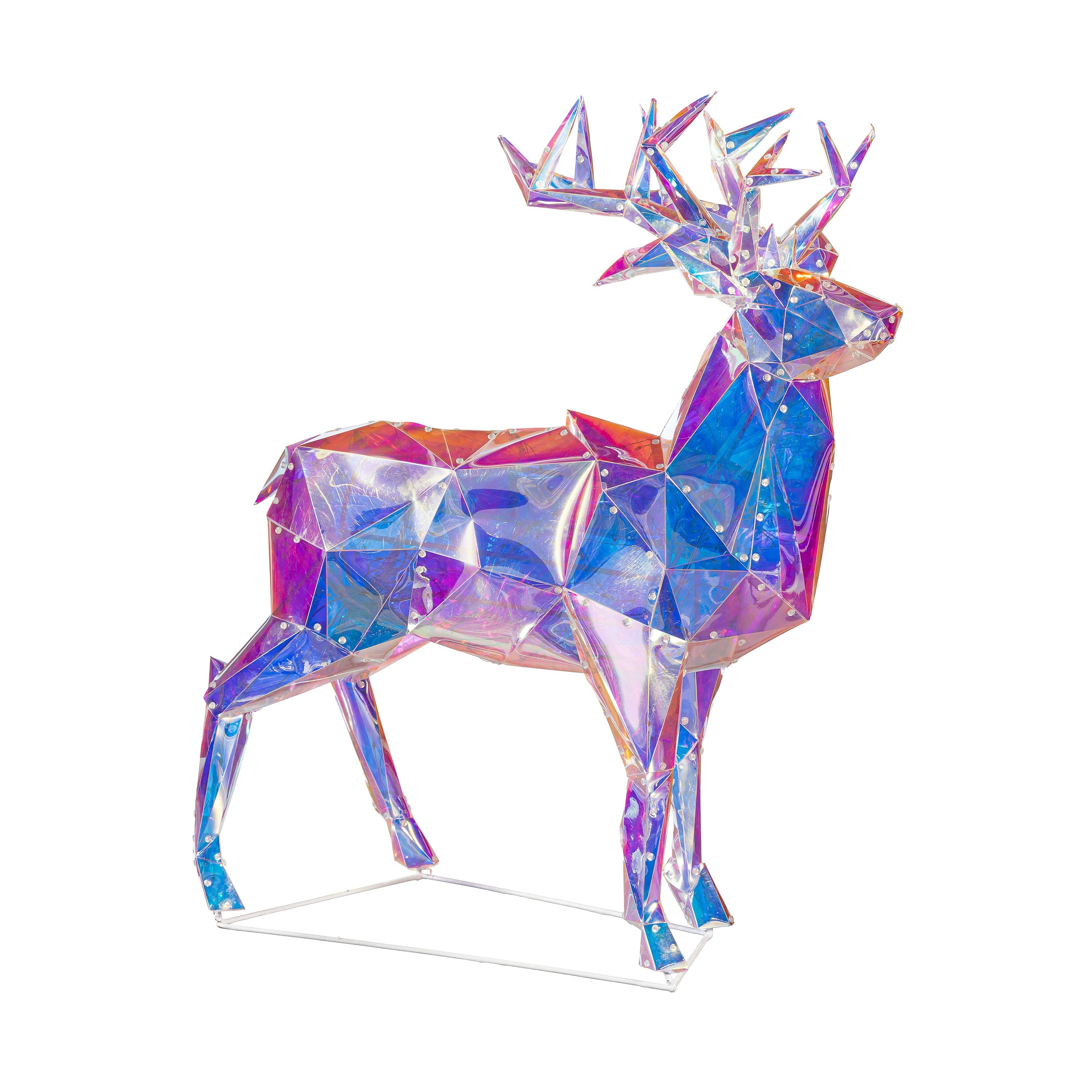28" Iridescent LED Deer Garden Christmas Statue – Lighted PVC Christmas Yard Decoration for Holiday Season