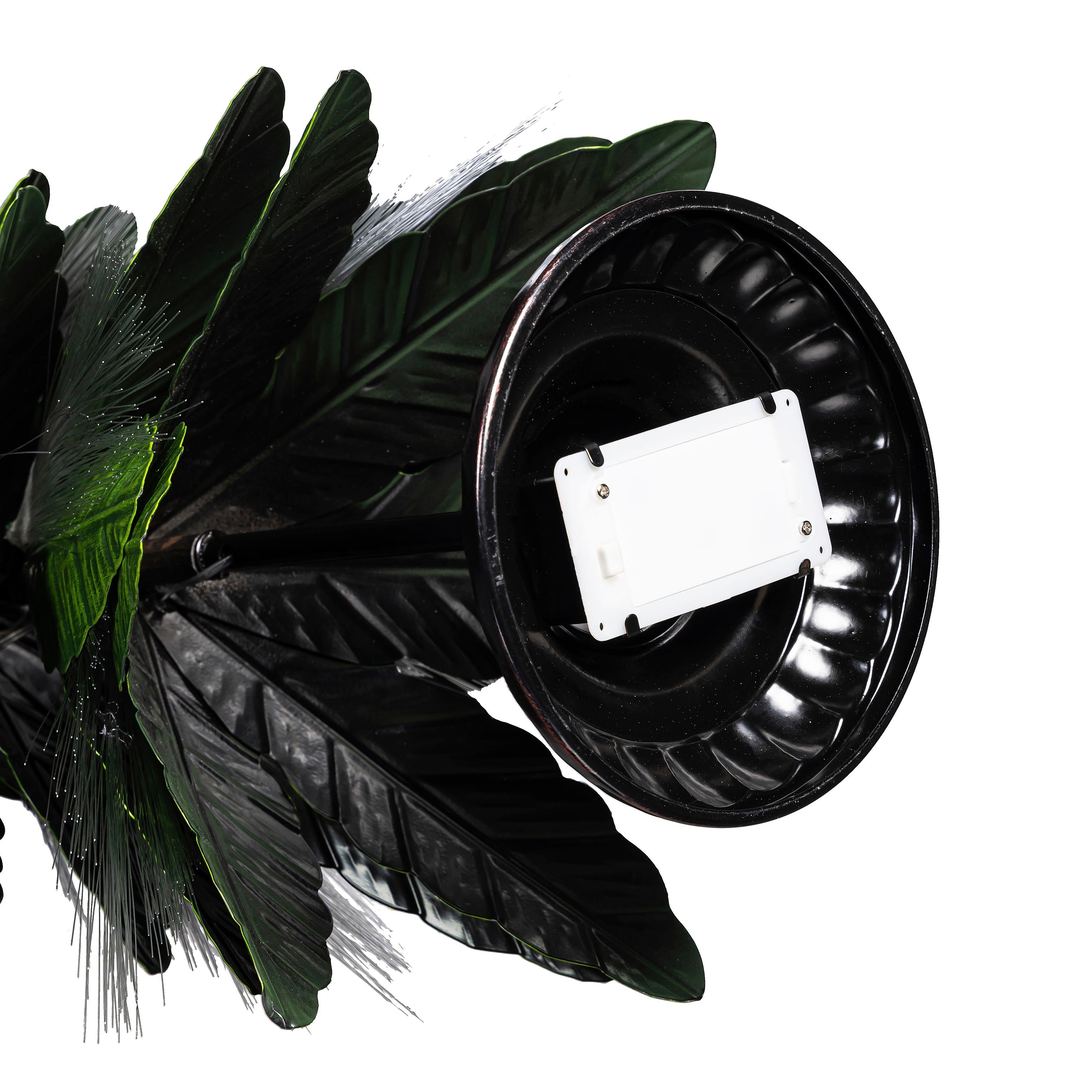 23" LED Fiber Optic Metal Christmas Tree Statue – Green Elements Lighted Garden Decoration for Indoor & Outdoor Use