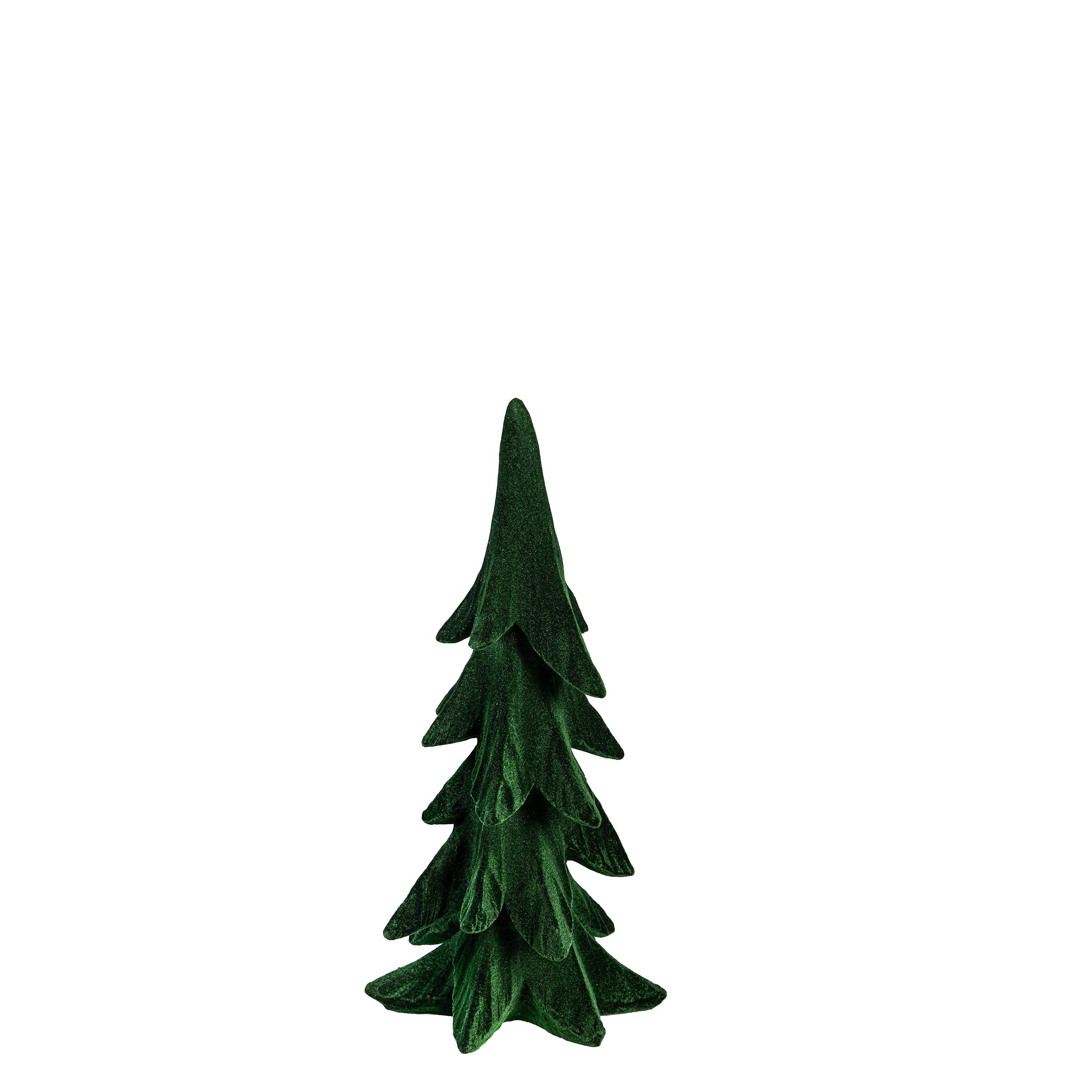 Set of Flocked Green Resin Christmas Trees – Elegant Holiday Tabletop Décor for Modern Homes