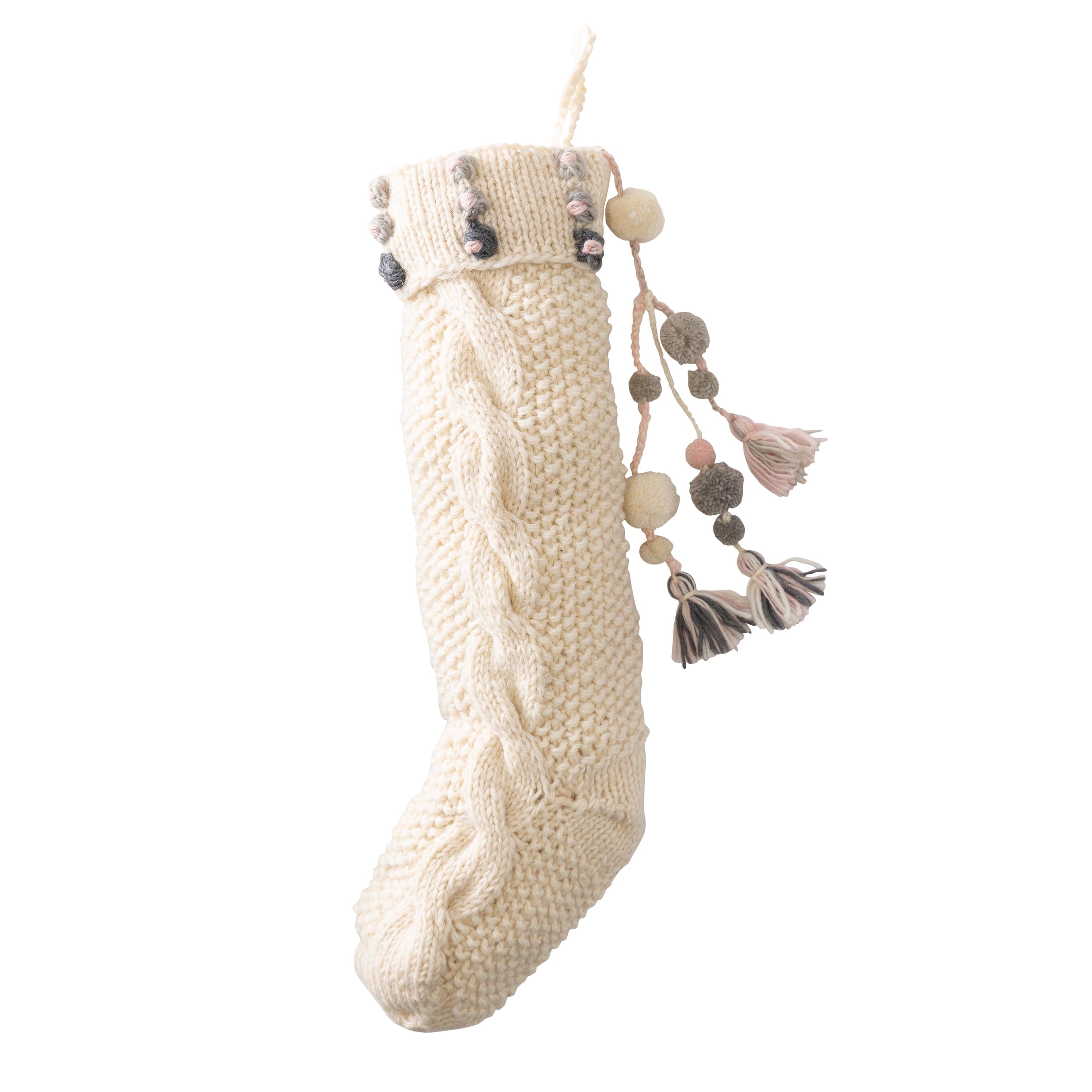 Chic Knitted Christmas Stocking – Elegant Holiday Mantel Décor for Festive Celebrations