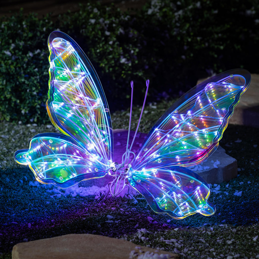 24" Butterfly LED Outdoor Lamp – Decorative Garden Light for Stylish Patio & Yard Illumination