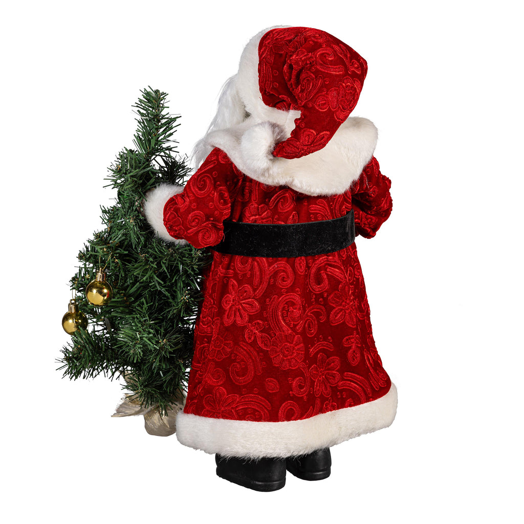 18.75" LED Santa Table Décor – Traditional Fabric Christmas Centerpiece for Festive Home Displays