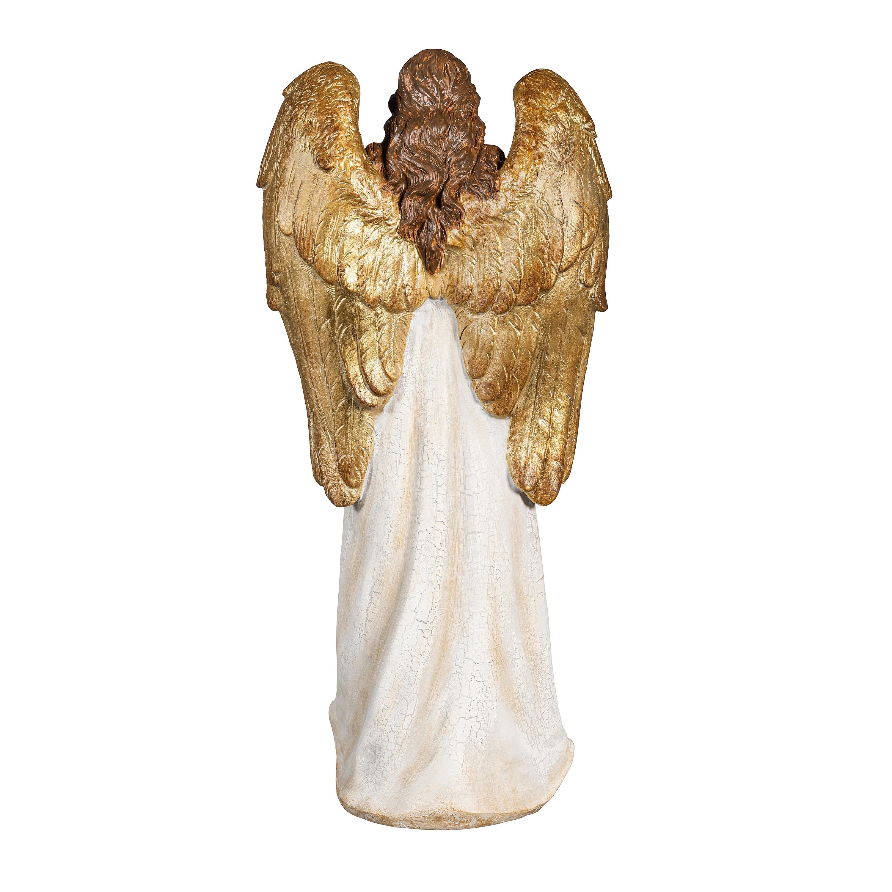 18" Gold Resin Angel Garden Christmas Statue – Elegant Nativity Christmas Decoration for Indoor & Outdoor Use