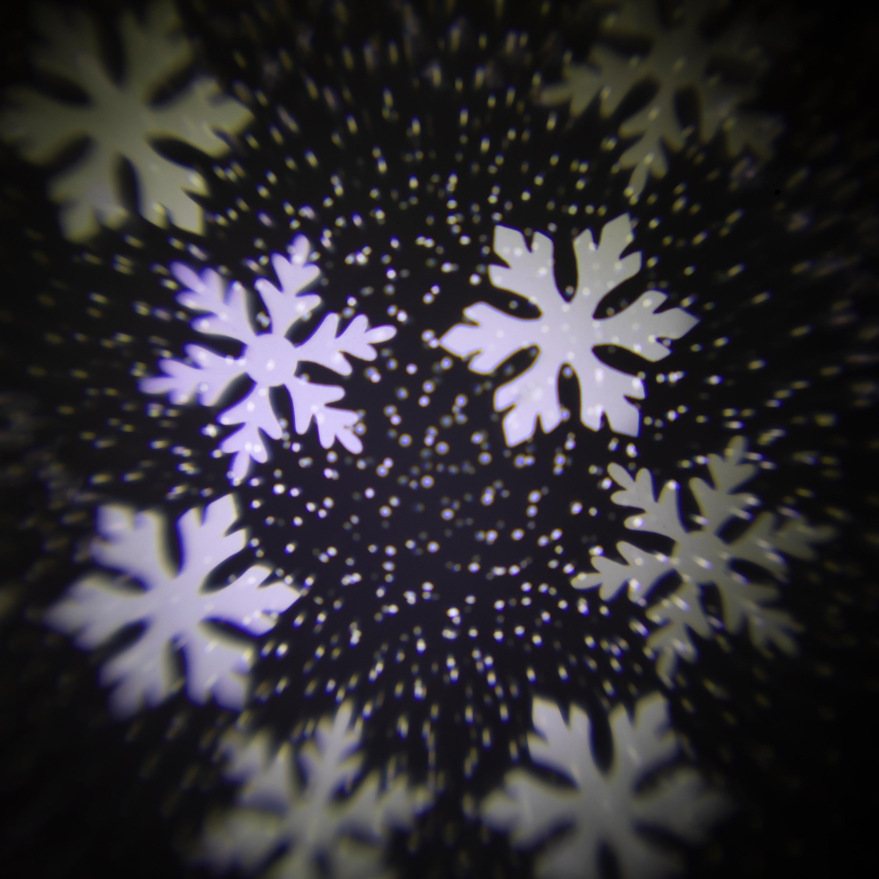 Snowman Christmas Tree Ornament with LED Snowflake Projection – Festive Light-Up Decoration