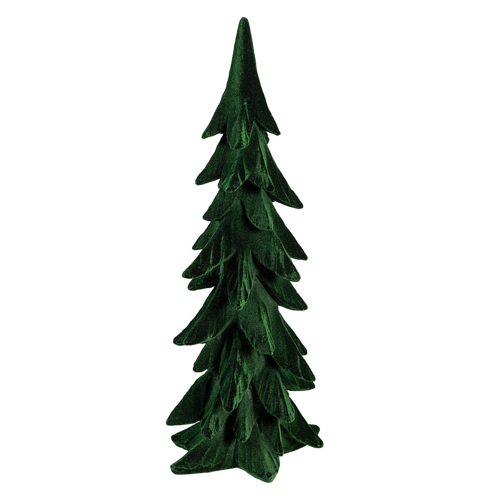 Set of Flocked Green Resin Christmas Trees – Elegant Holiday Tabletop Décor for Modern Homes