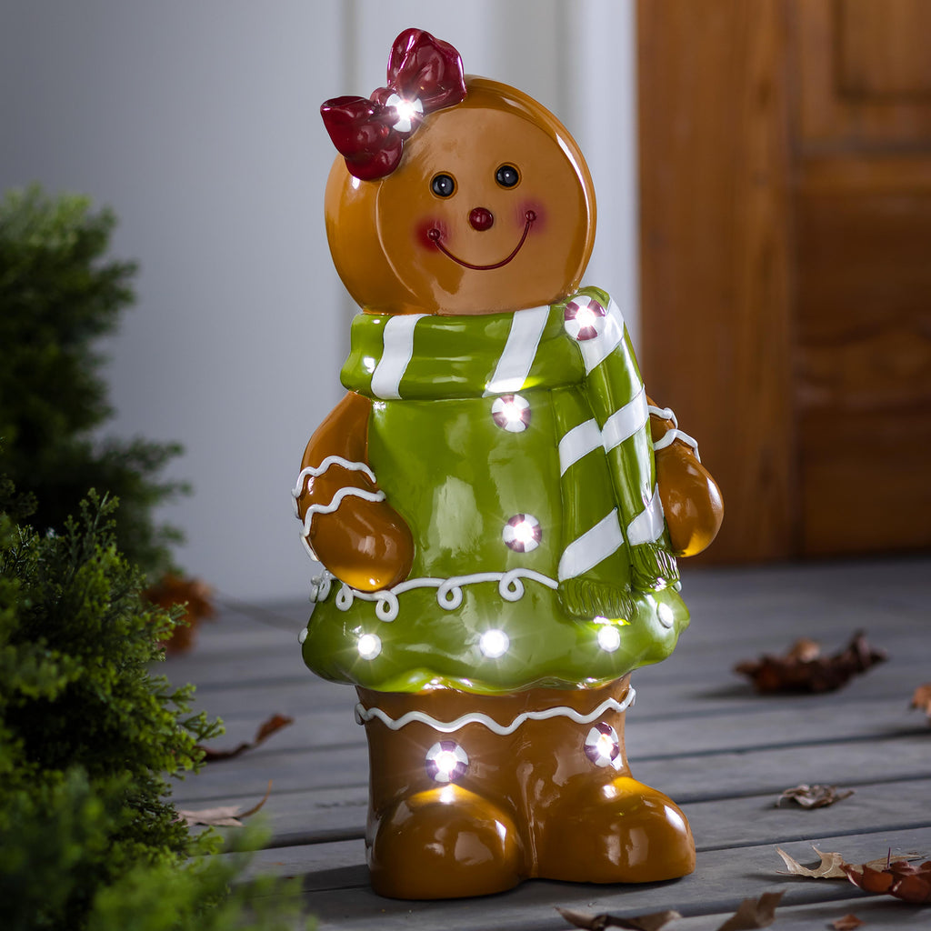 Lighted Gingerbread Doll Christmas Statue – Festive Christmas Decoration for Indoor & Outdoor Displays