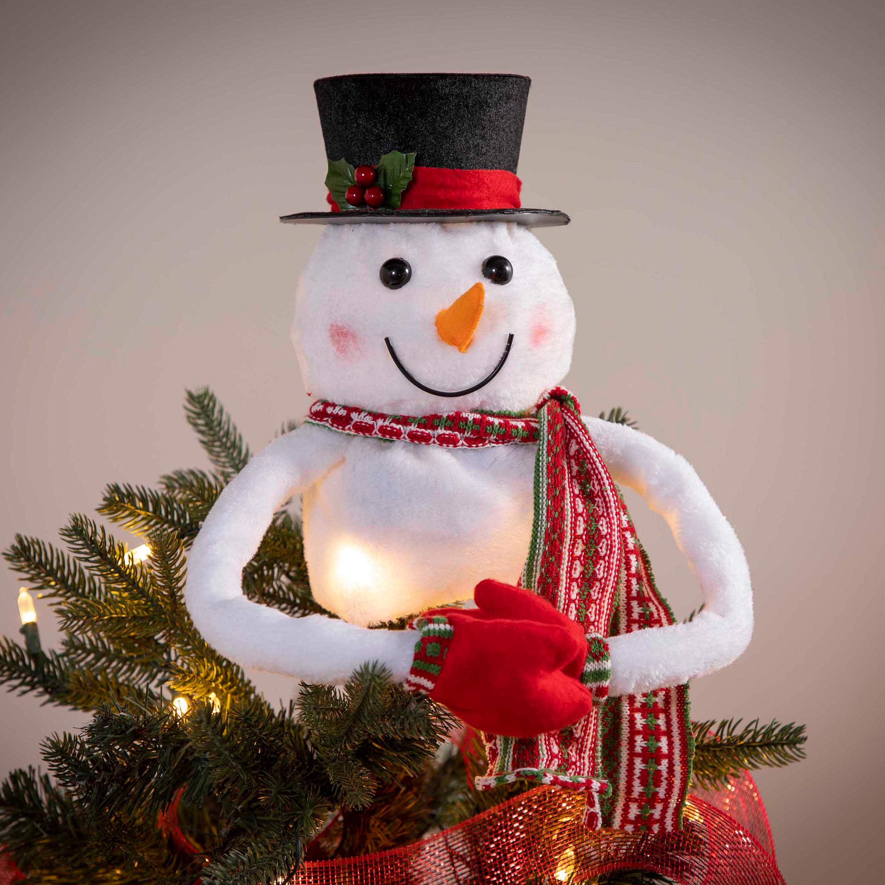 Snowman Christmas Tree Ornament with LED Snowflake Projection – Festive Light-Up Decoration