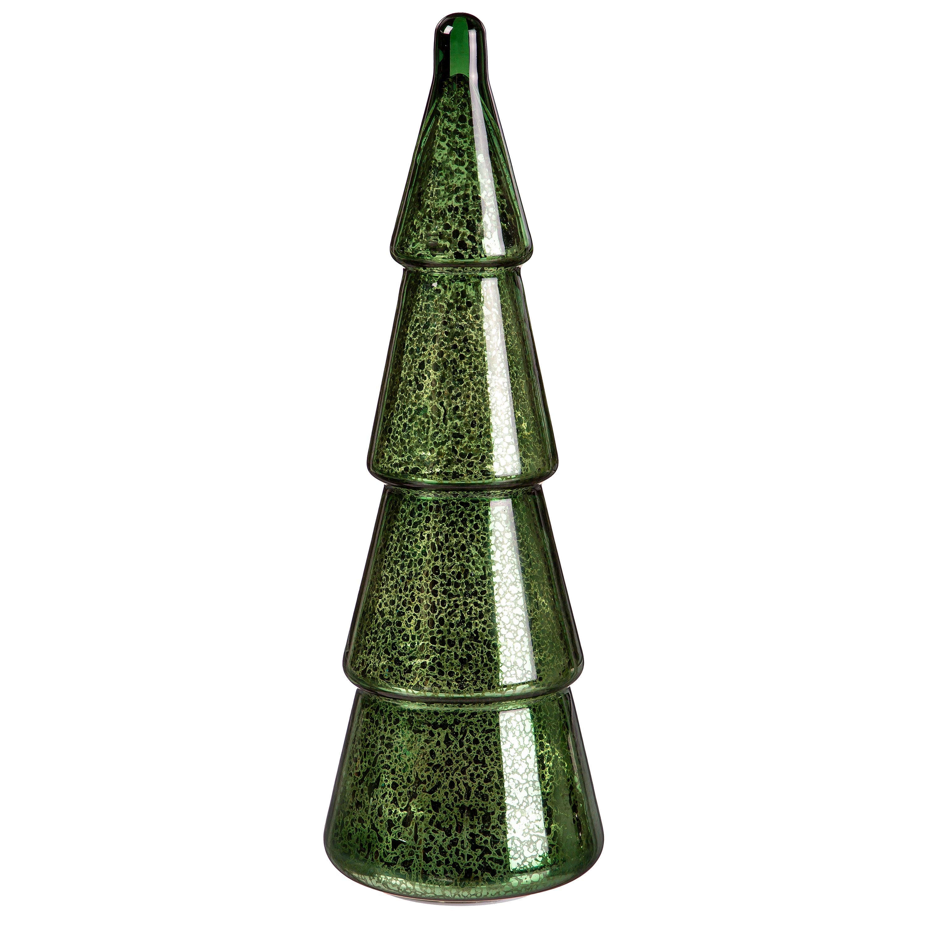 Joyful Traditions Glass Christmas Trees – Set of 5 Light-Up Green & Red Holiday Table Decorations