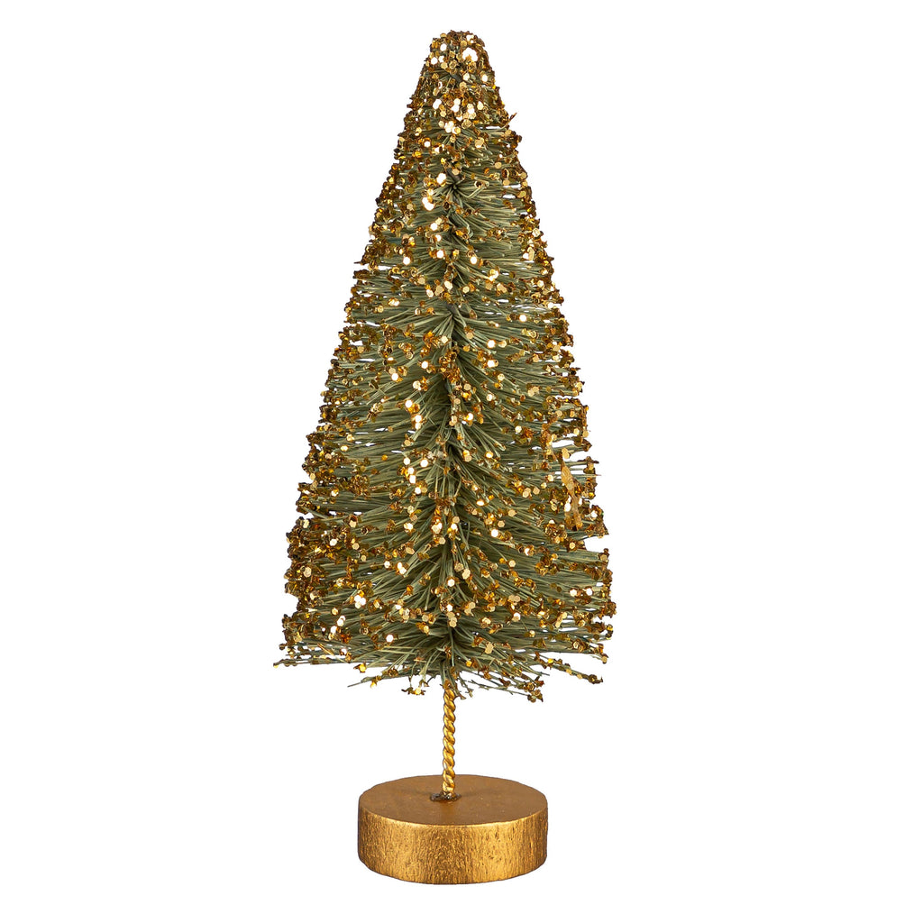 Set of Green Bottle Brush Christmas Trees – Holiday Tabletop Décor in Assorted Shades of Green