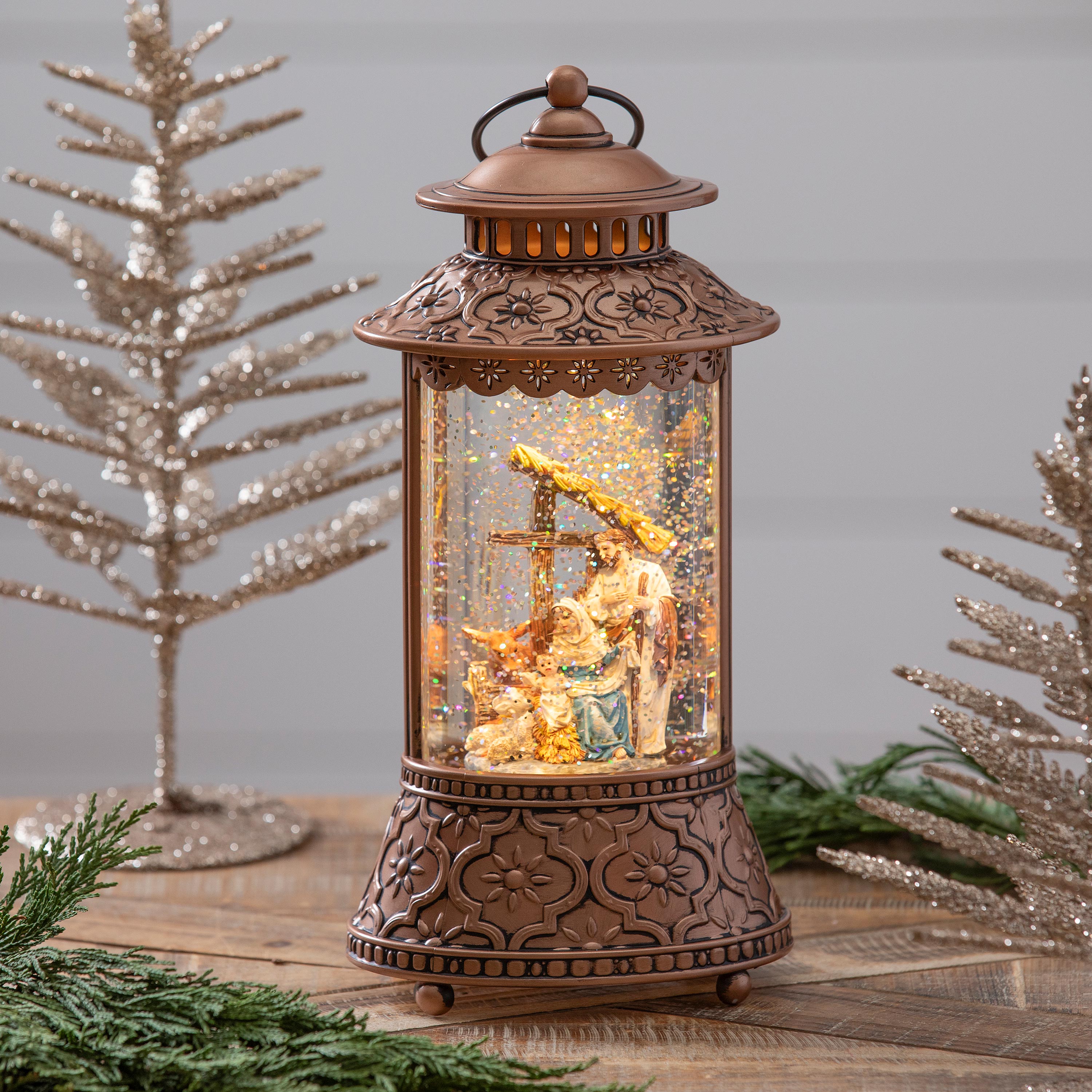 10.5" LED Nativity Water Lamp – Lighted Christmas Table Decoration with Holy Scene