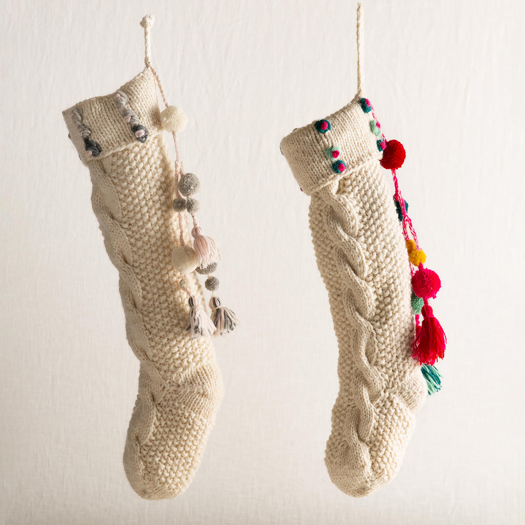 Chic Knitted Christmas Stocking – Elegant Holiday Mantel Décor for Festive Celebrations