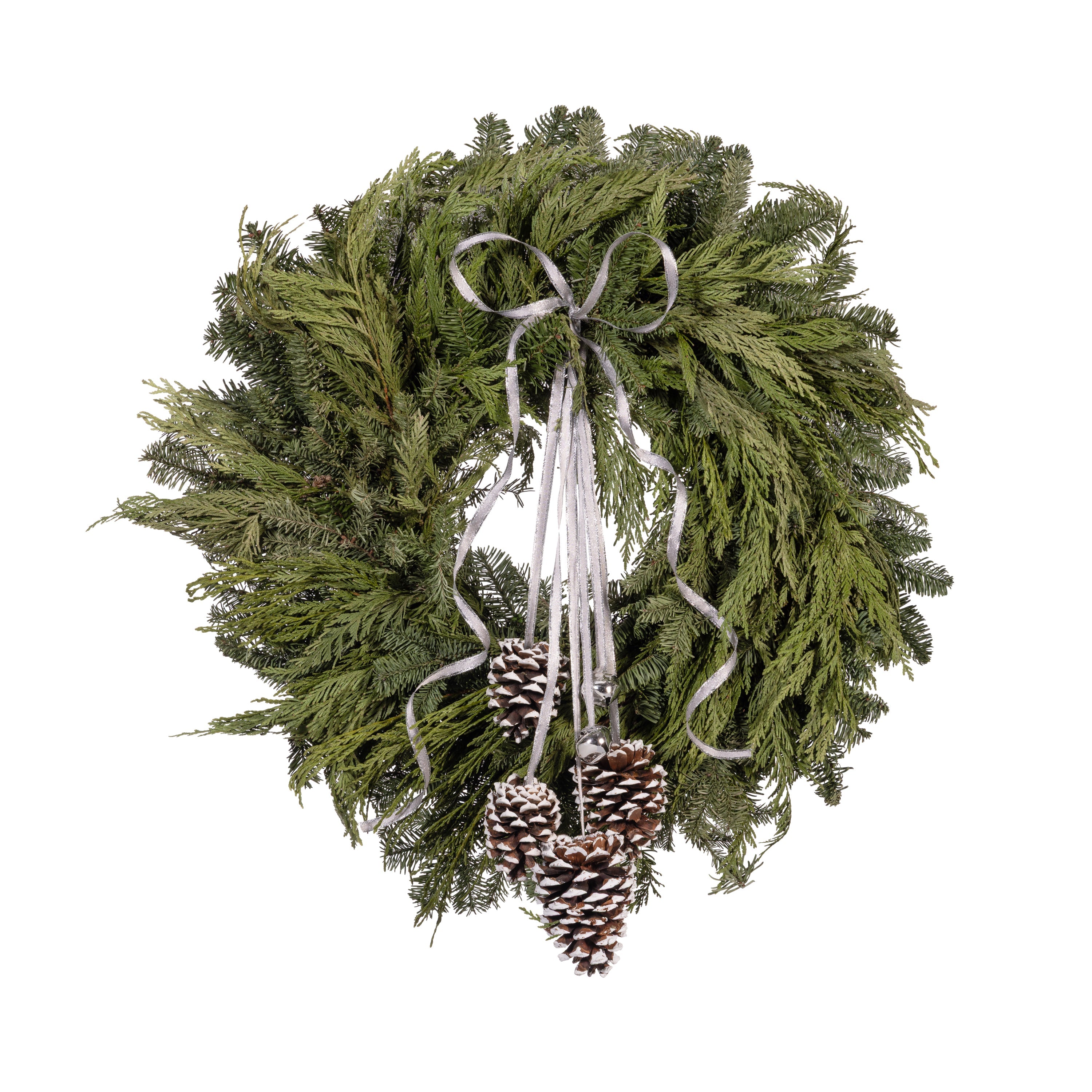 20" Fresh Noble Fir & Pinecone Christmas  Wreath – Natural Christmas Door Decoration for Holiday Elegance