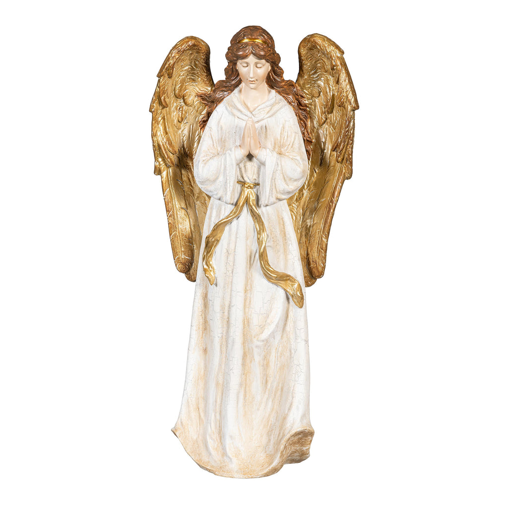 18" Gold Resin Angel Garden Christmas Statue – Elegant Nativity Christmas Decoration for Indoor & Outdoor Use