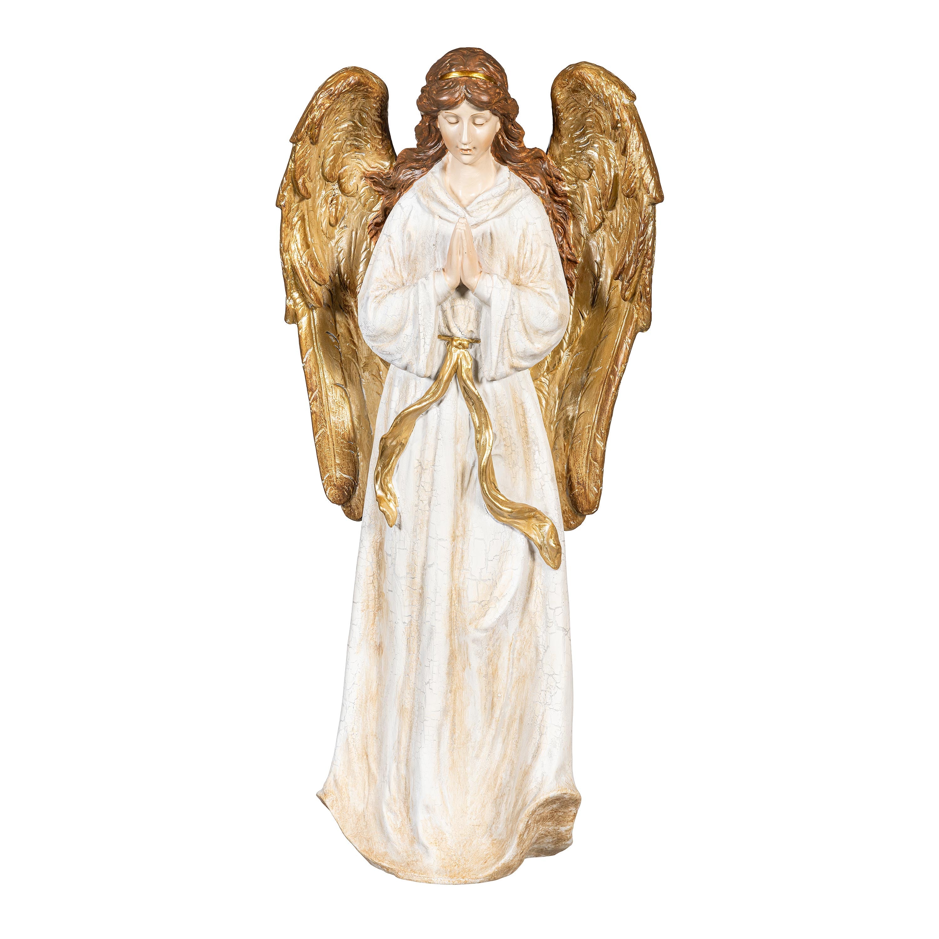 18" Gold Resin Angel Garden Christmas Statue – Elegant Nativity Christmas Decoration for Indoor & Outdoor Use