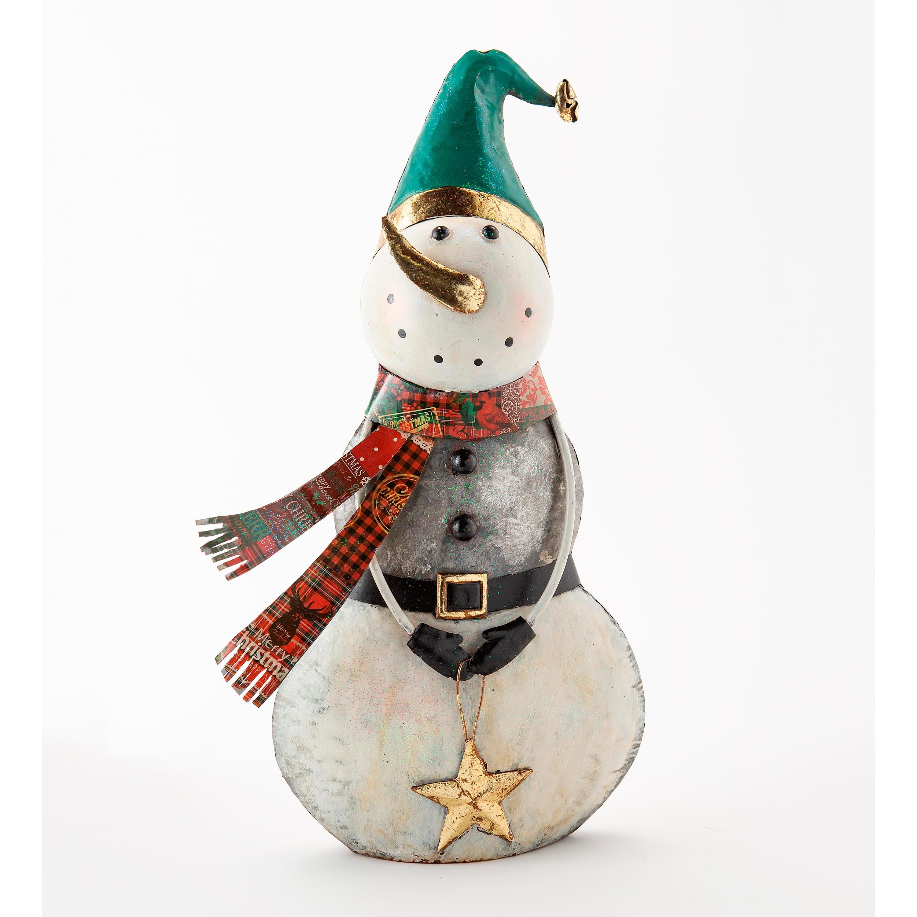 Vintage Metal Snowman Figurine/ Christmas Statue – Festive Christmas Decoration for Indoor & Outdoor Displays