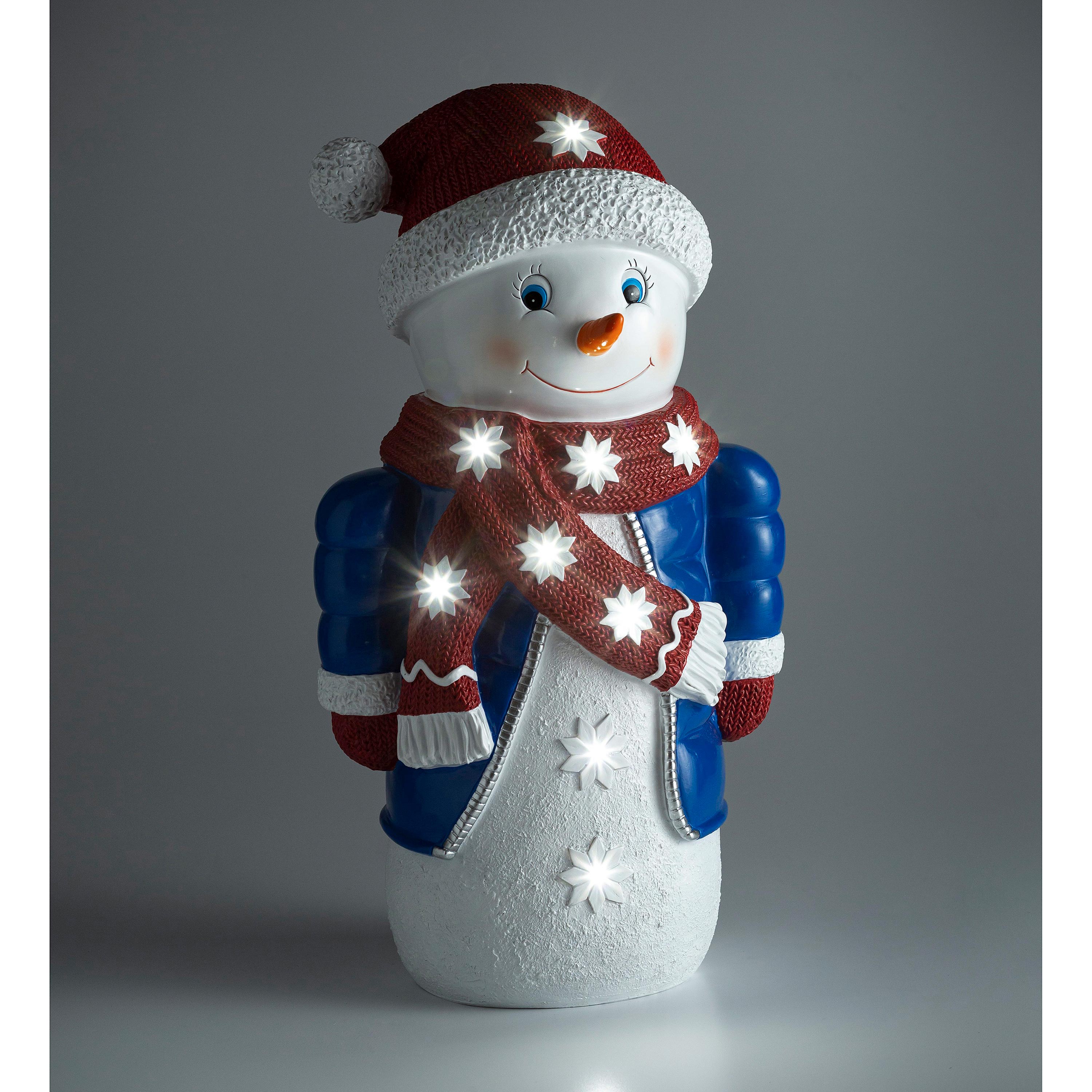 Decorative Lighted Snowman Figurine / Christmas Statue – Shorty LED Christmas Decoration for Festive Home Displays