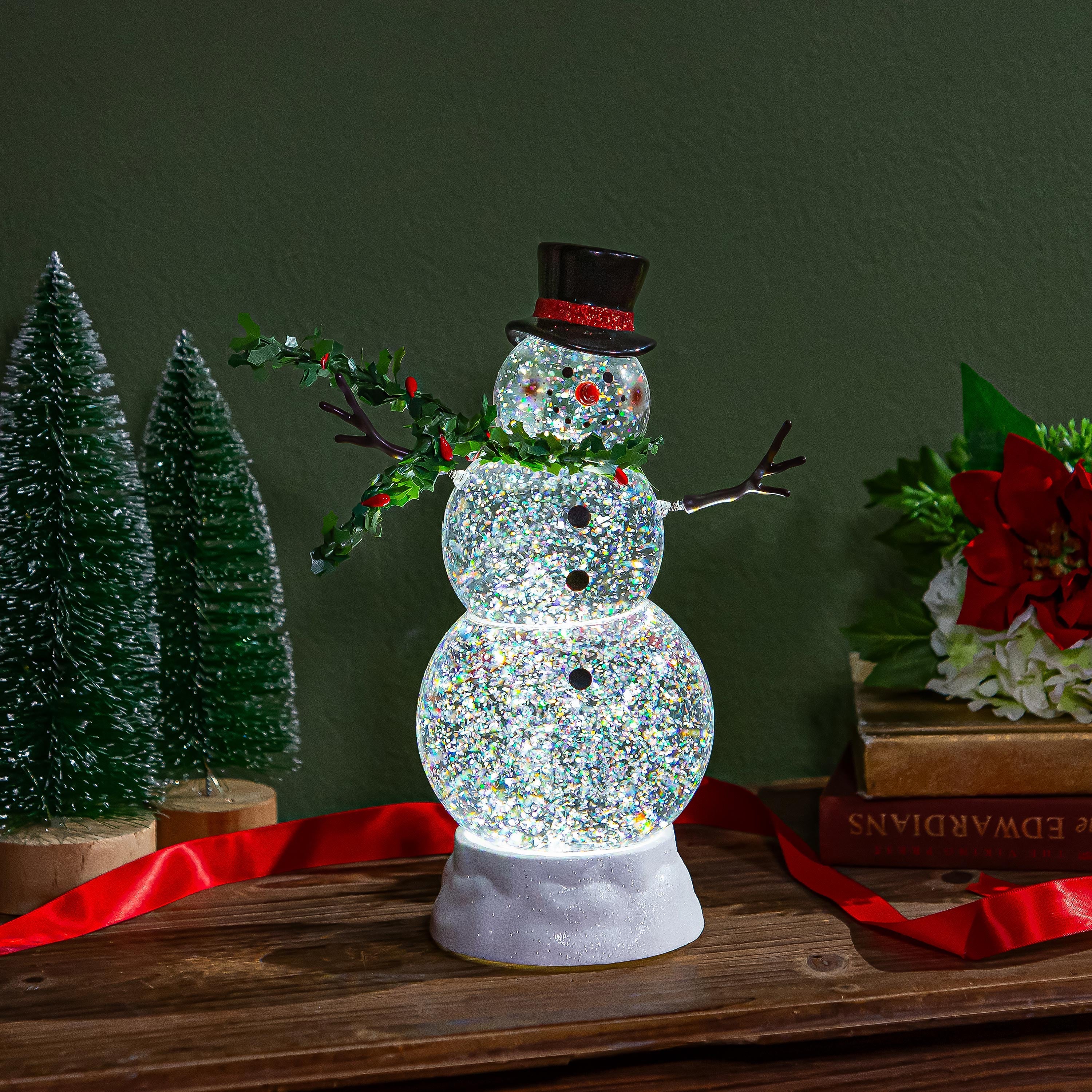 11.25" LED Snowman Water Lantern – Lighted Christmas Table Decoration for Joyful Holiday Display