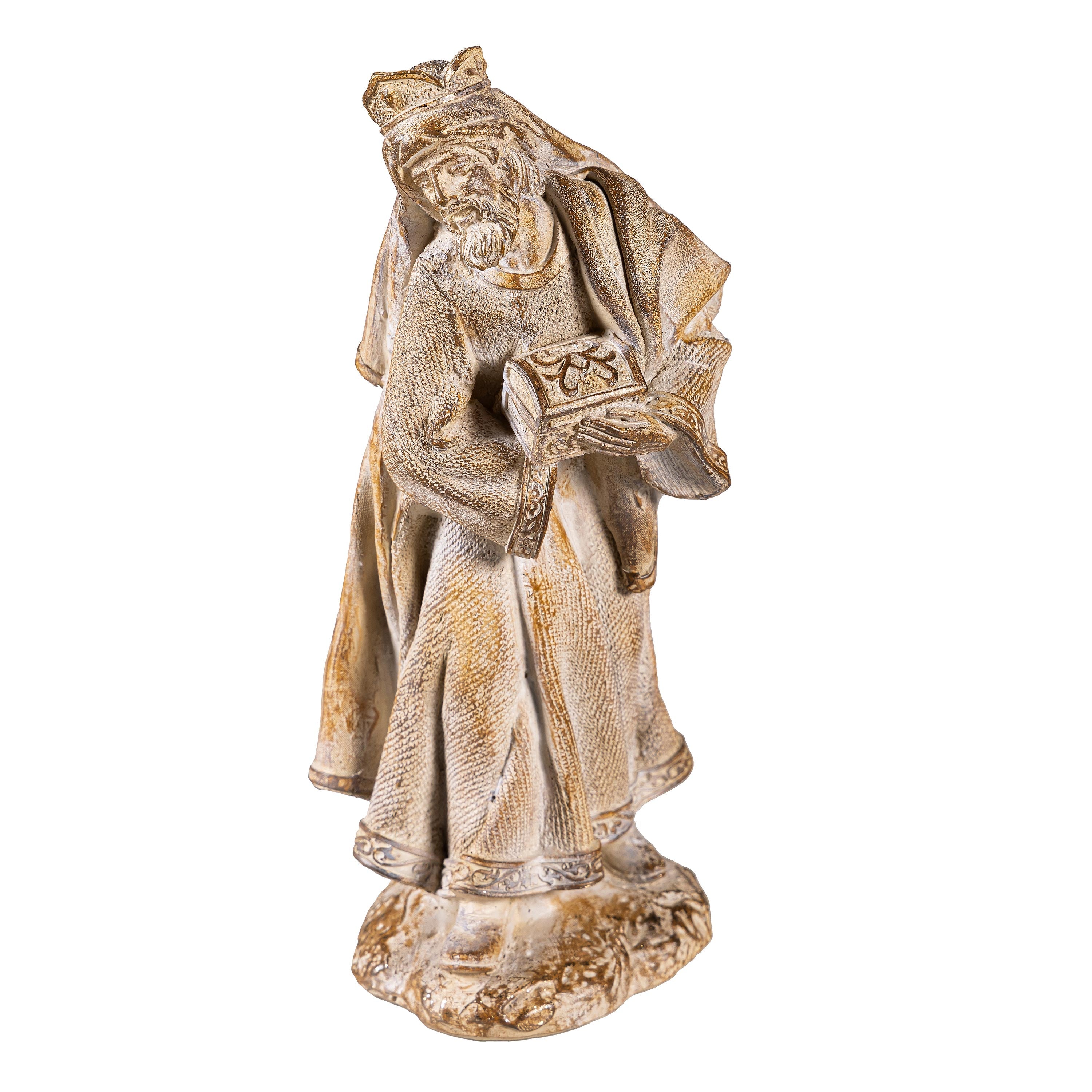 10-Piece Christmas Statues Gold Resin Nativity Set – 9" Garden or Indoor Christmas Decoration