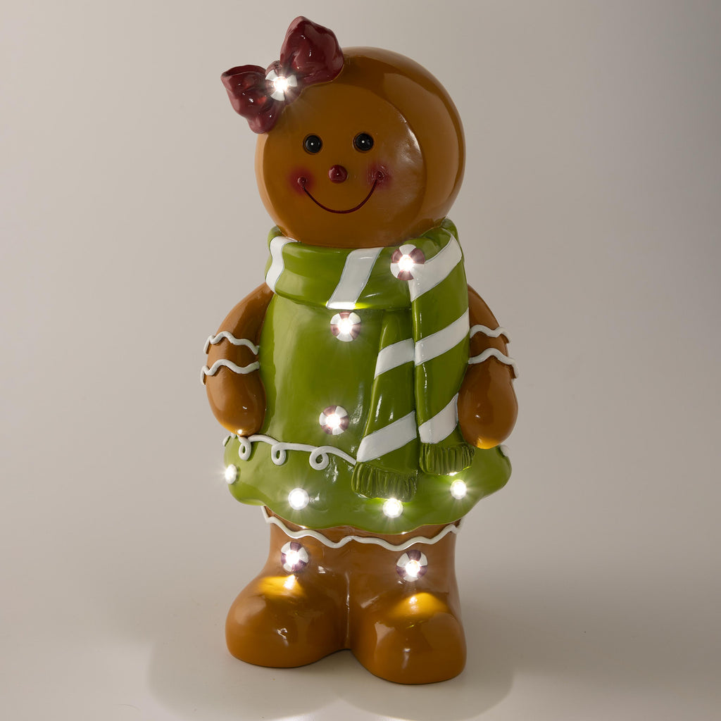 Lighted Gingerbread Doll Christmas Statue – Festive Christmas Decoration for Indoor & Outdoor Displays