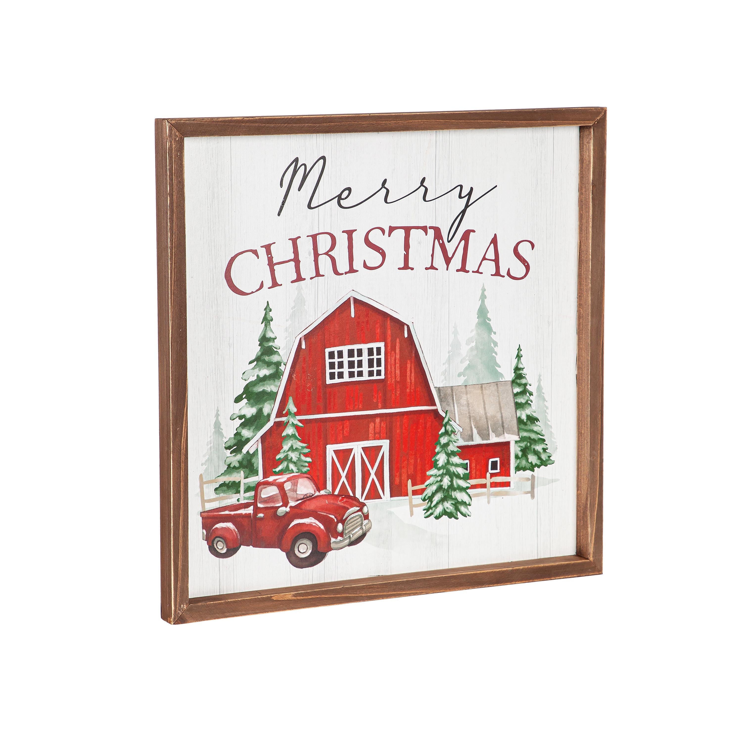 “Merry Christmas” Framed Wall Art – Rustic Holiday Sign for Festive Home Décor