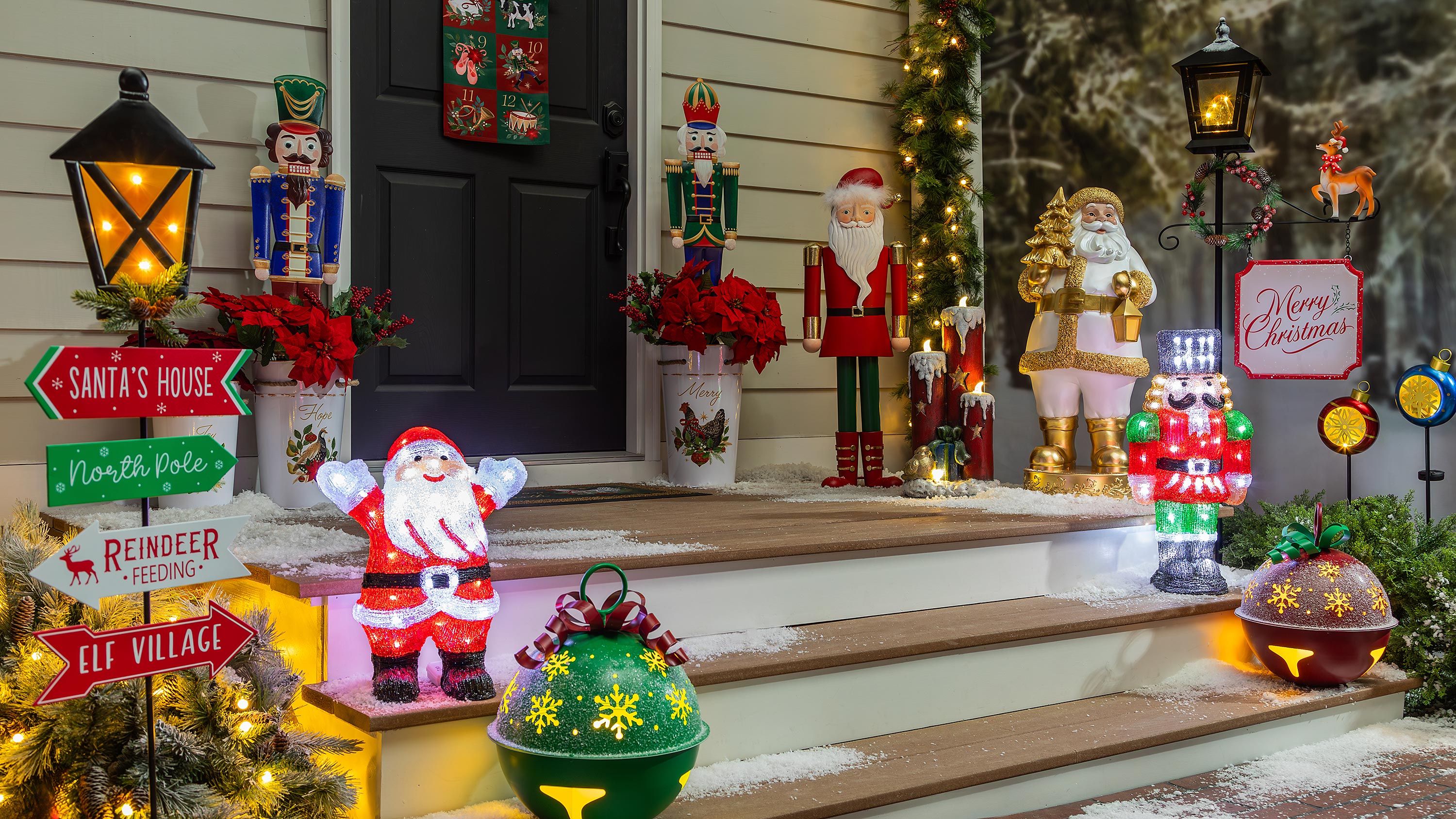 71" LED Metal Lamp Post – Cheerful Traditions Lighted Christmas Yard Decoration