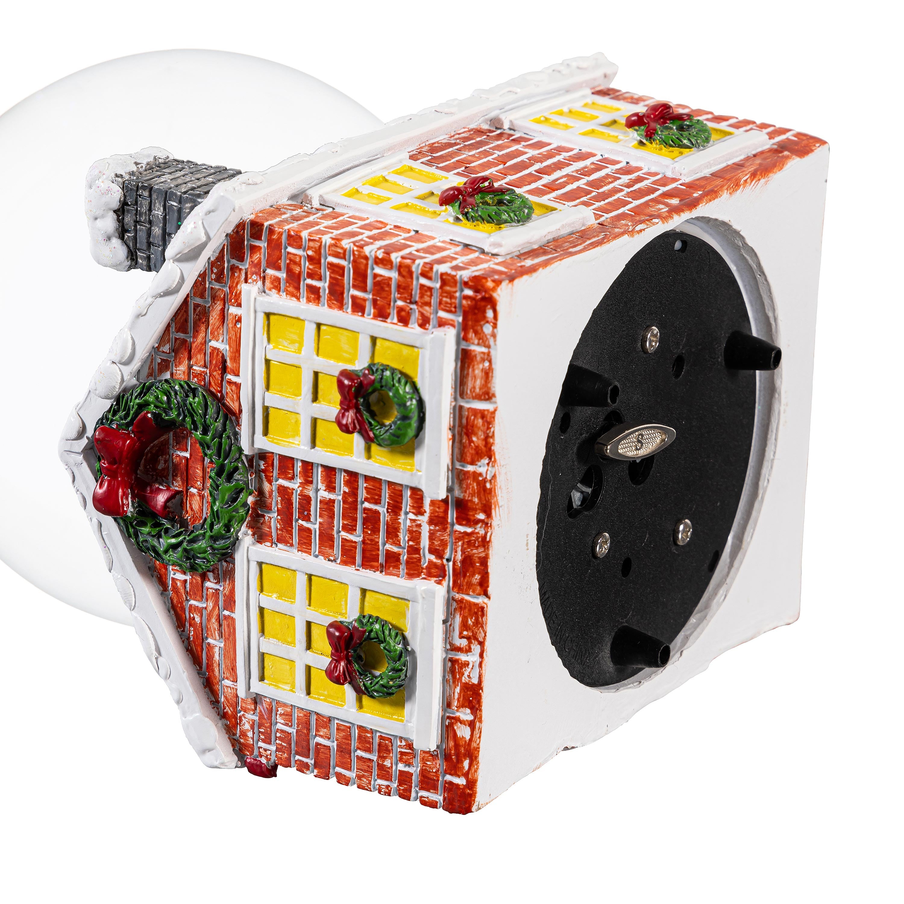 7.25" Santa & Reindeer Water Globe – Resin Christmas Snow Globe with House Base for Festive Décor