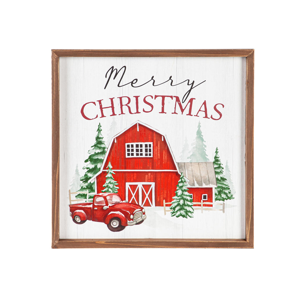 “Merry Christmas” Framed Wall Art – Rustic Holiday Sign for Festive Home Décor