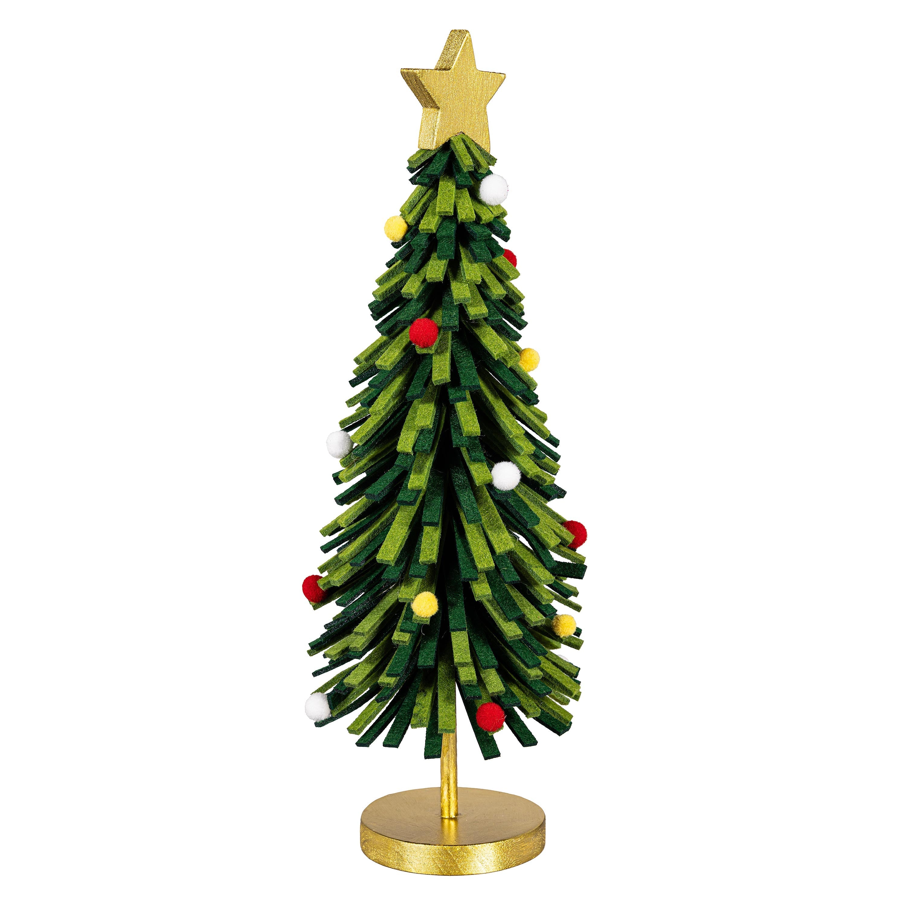 Traditional Santa Table Décor Set – Wooden & Fabric Christmas Tree Centerpiece for Holiday Home