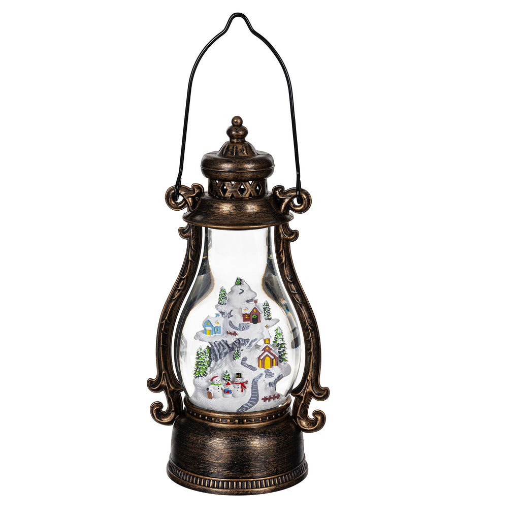 Joyful Traditions LED Christmas Water Lantern – 11.25" Light-Up Holiday Table Decoration with Festive Scene