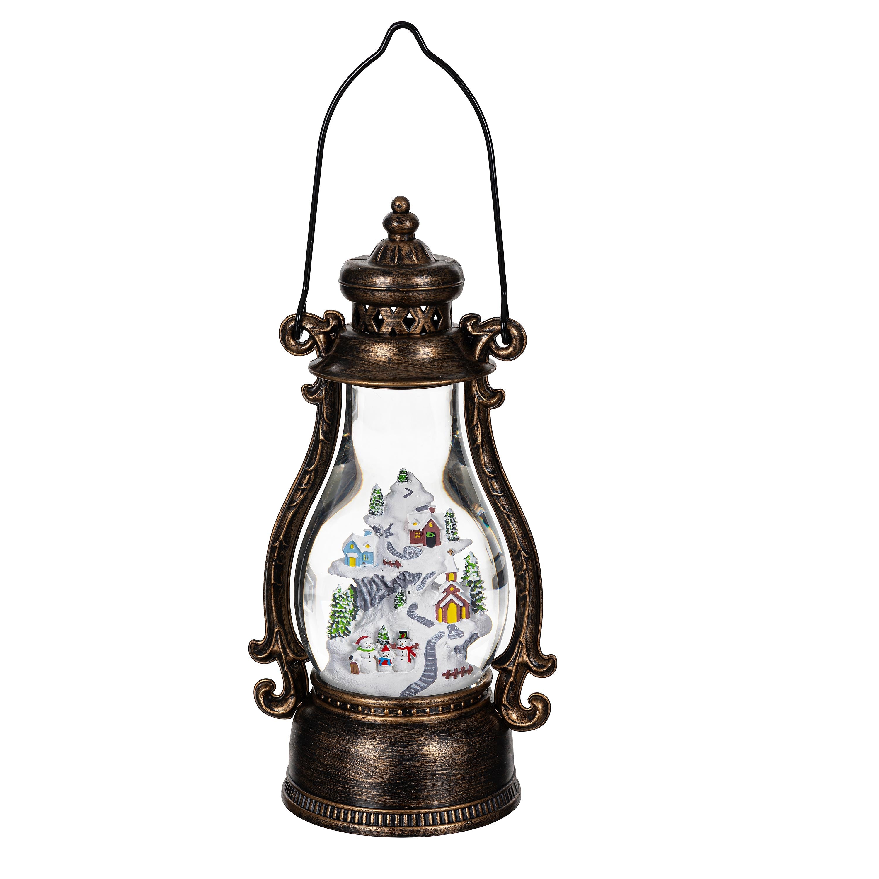 Joyful Traditions LED Christmas Water Lantern – 11.25" Light-Up Holiday Table Decoration with Festive Scene