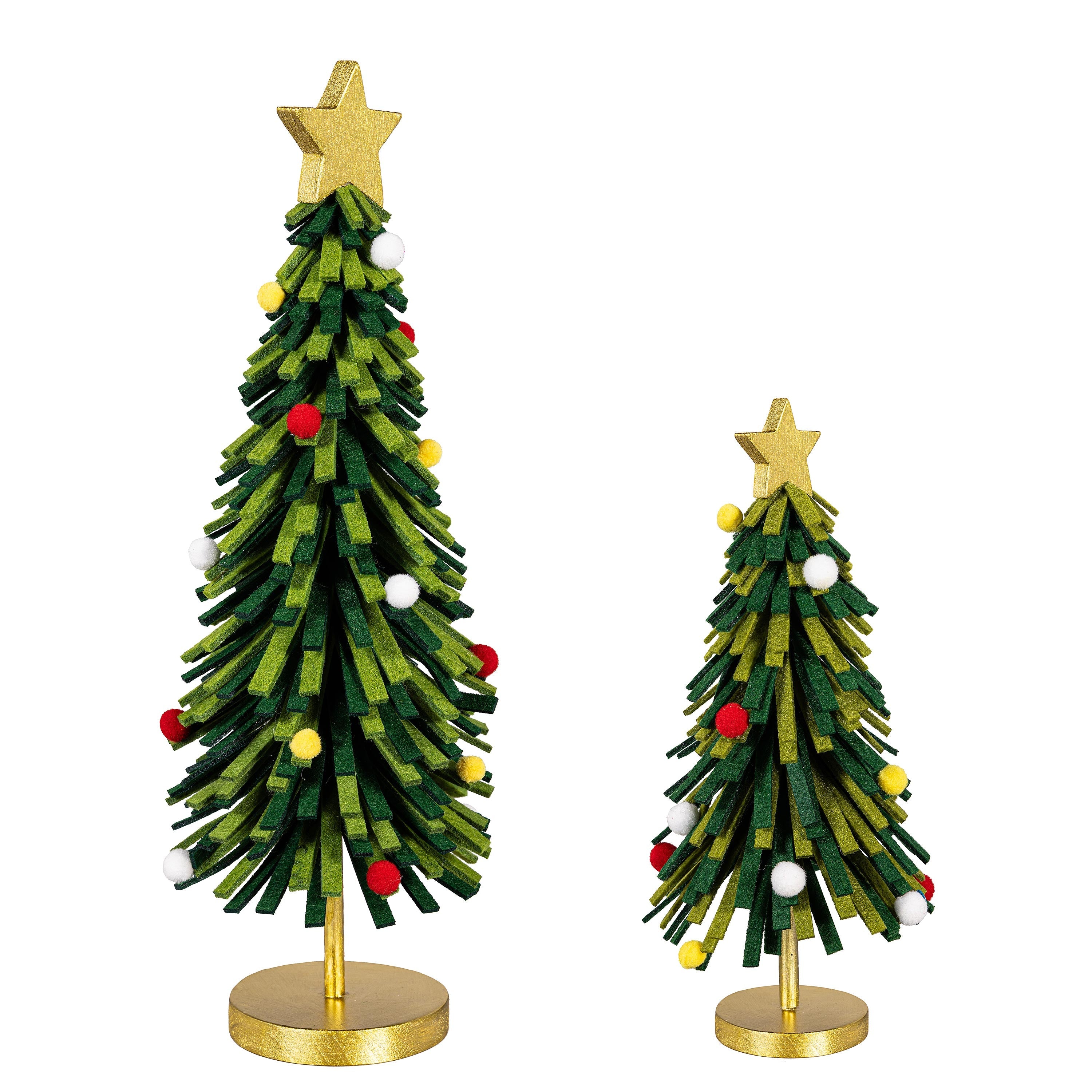 Traditional Santa Table Décor Set – Wooden & Fabric Christmas Tree Centerpiece for Holiday Home