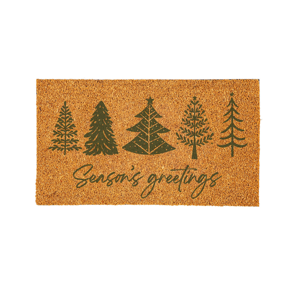 28"x16" “Season’s Greetings” Green Coir Doormat – Festive Christmas Welcome Mat for Holiday Entryways