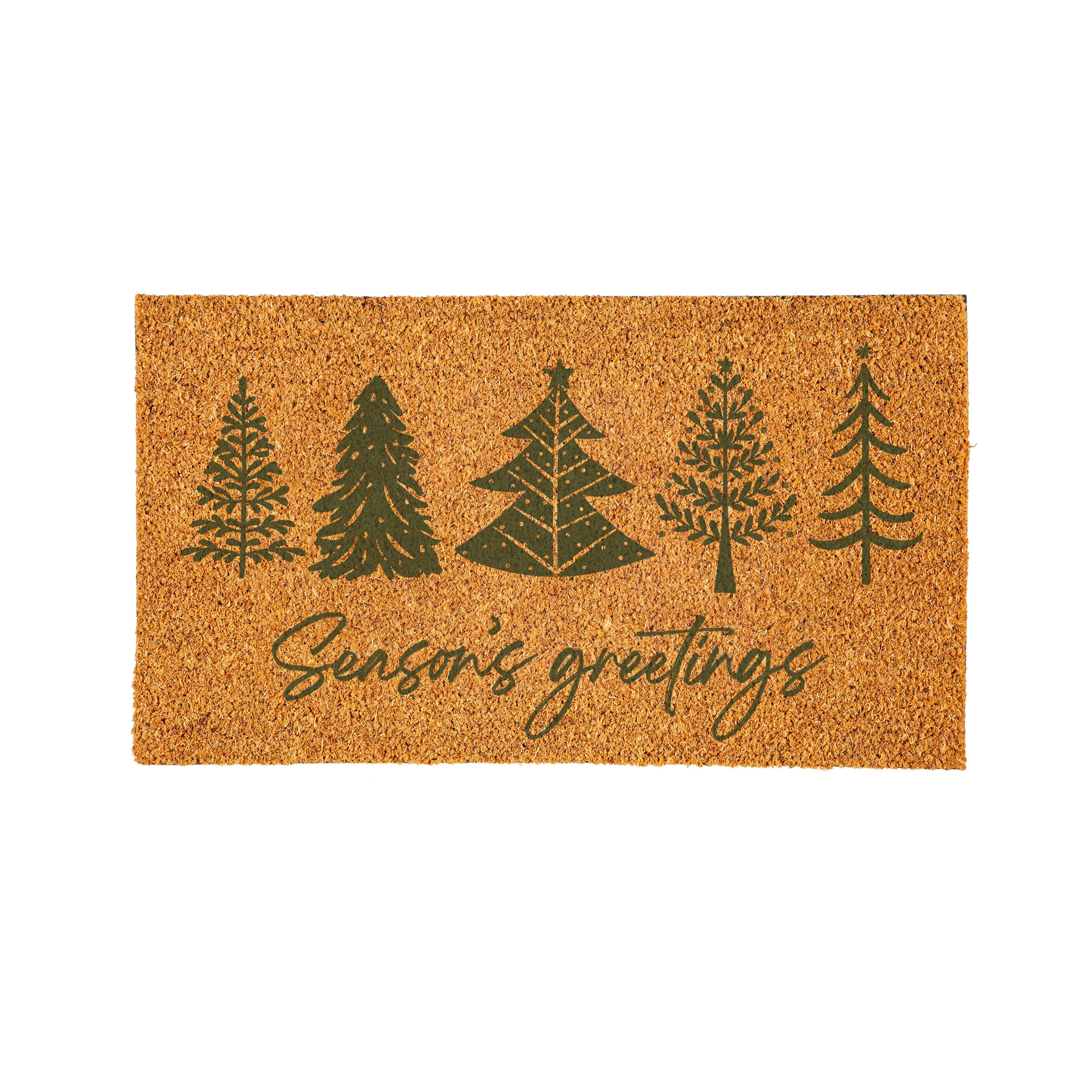 28"x16" “Season’s Greetings” Green Coir Doormat – Festive Christmas Welcome Mat for Holiday Entryways