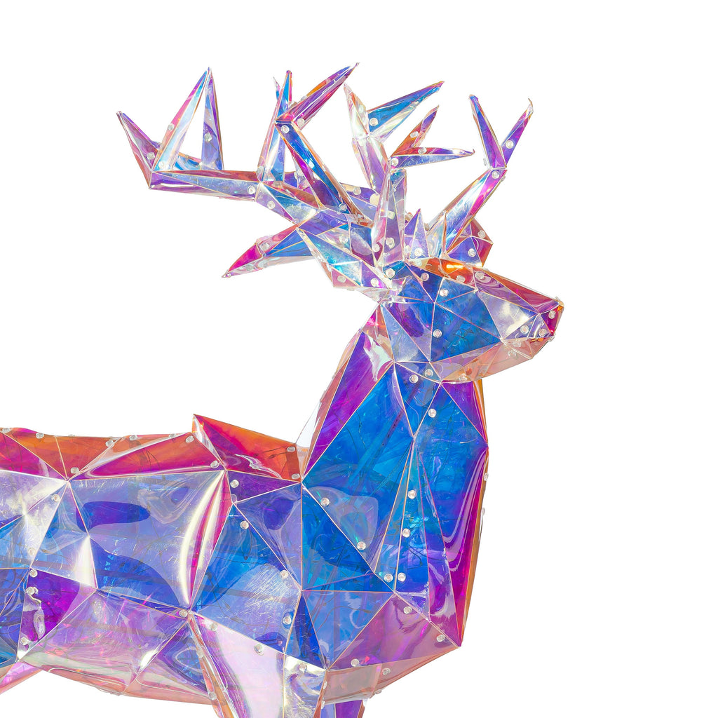 28" Iridescent LED Deer Garden Christmas Statue – Lighted PVC Christmas Yard Decoration for Holiday Season