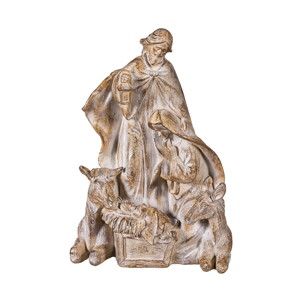11.5" Resin Nativity Garden Sculpture – Holy Family Christmas Decoration for Indoor & Outdoor Use