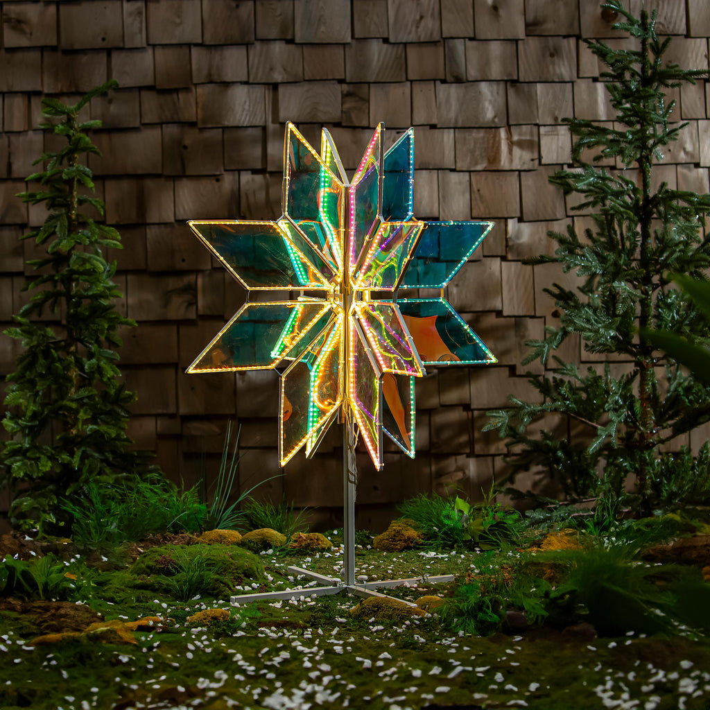 30" LED Snowflake Outdoor Lamp – “Season to Sparkle” Lighted Christmas Decoration for Yard & Patio