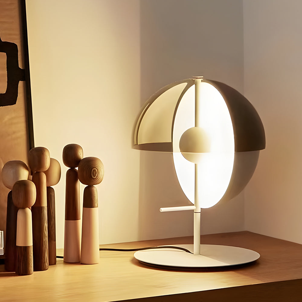 Theia Table Lamp – Elegant Smoked Glass Light with Unique Vertical Hemisphere Design