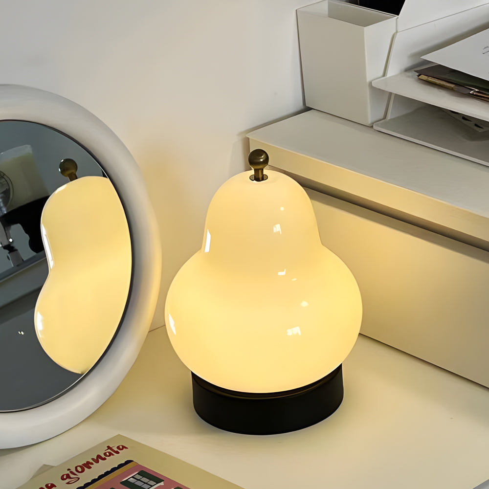 Pear-Shaped Glass LED Table Lamp – Portable USB Touch Light with Adjustable Brightness
