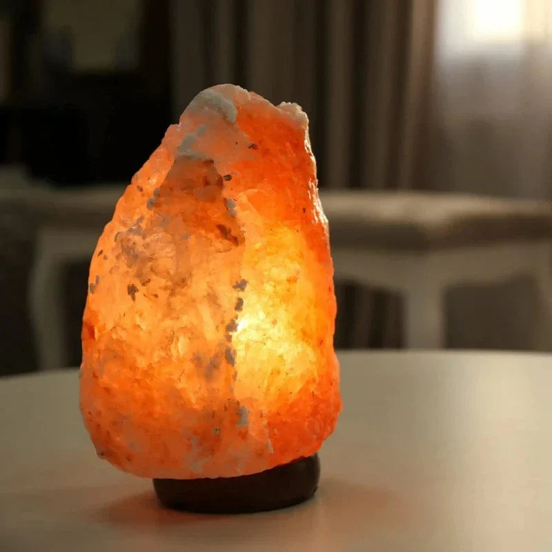 ShellRadiance Crystal Lamp – Elegant Glass Light with Wooden Base for Cozy Home Décor