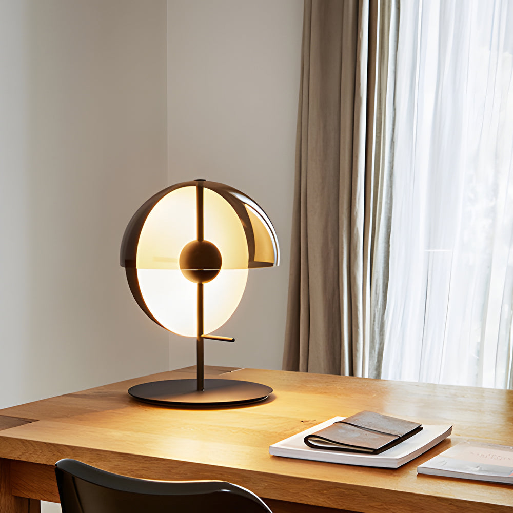 Theia Table Lamp – Elegant Smoked Glass Light with Unique Vertical Hemisphere Design