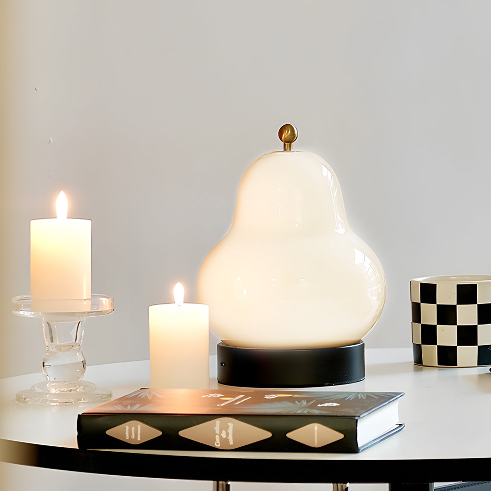 Pear-Shaped Glass LED Table Lamp – Portable USB Touch Light with Adjustable Brightness
