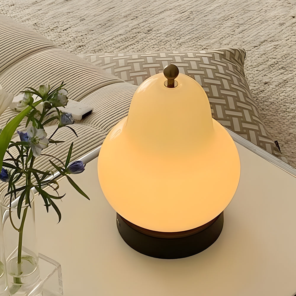 Pear-Shaped Glass LED Table Lamp – Portable USB Touch Light with Adjustable Brightness
