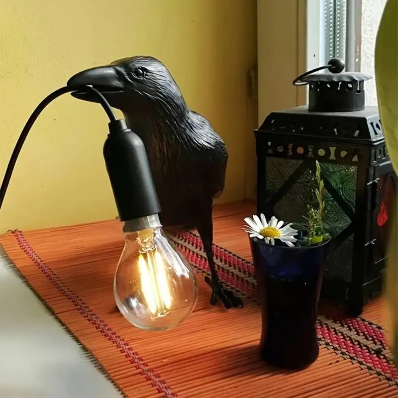 Nightbird Gothic Raven Lamp – Dark Themed Table Light for Mysterious Home Décor