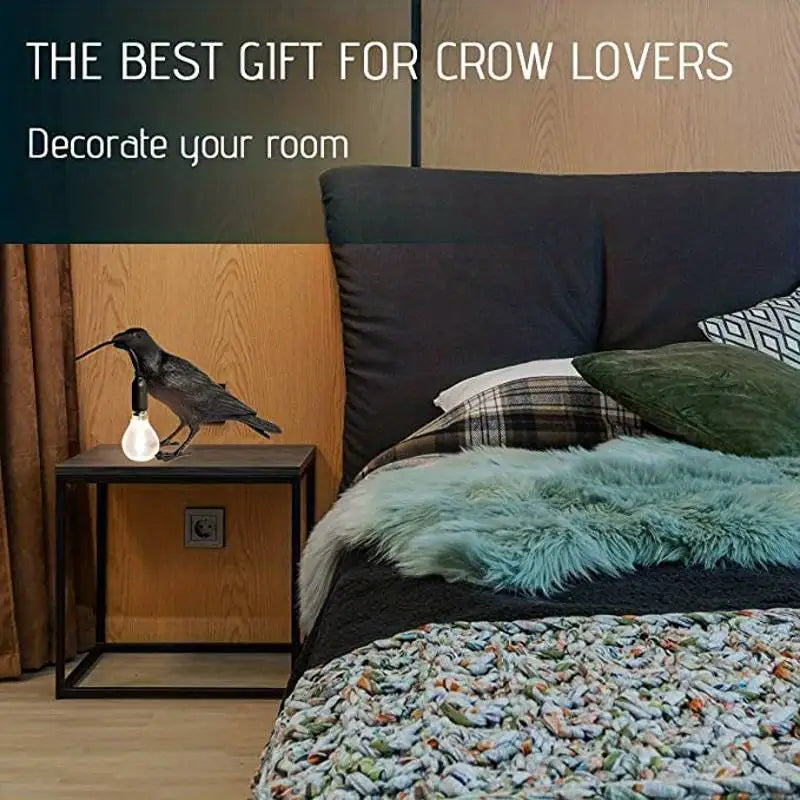 Nightbird Gothic Raven Lamp – Dark Themed Table Light for Mysterious Home Décor