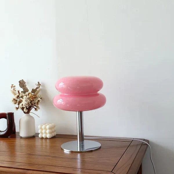 SweetGlow Macaron Glass Table Lamp – Elegant Soft Pastel Bedside Light