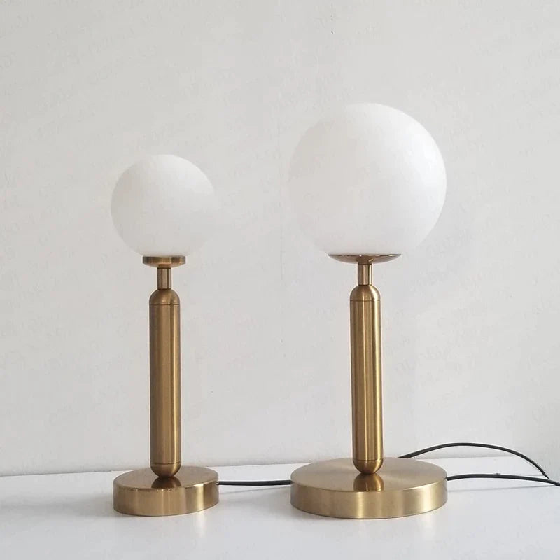 GlowSphere – Brass LED Glass Ball Table Lamp for Stylish Ambient Lighting