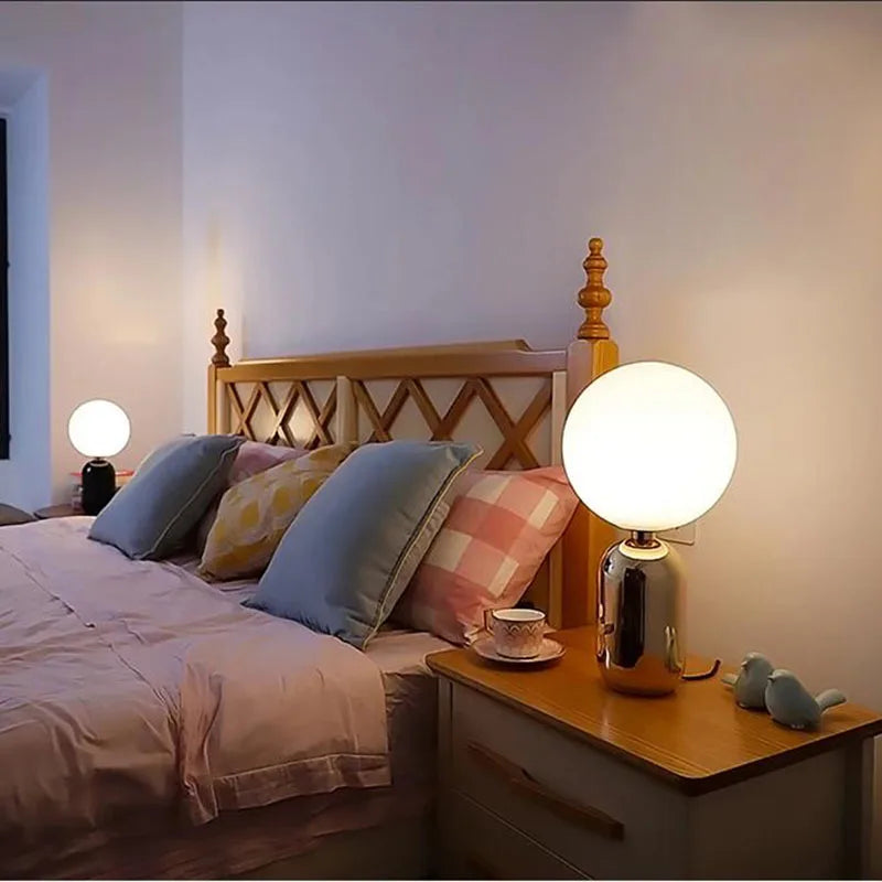 NostalgiaBeam Elegant Scandinavian Glass Ball Table Lamp – Stylish Comfort & Warm Lighting